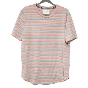 Men's Sol Angeles Red Blue Striped Short Sleeve Crew Neck Basic Tee L Casual